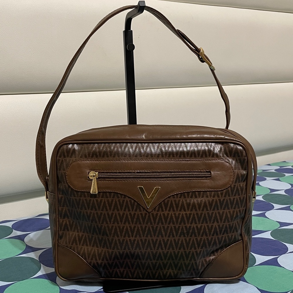 Mario Valentino Brown Crossbody Bag with V-Logo